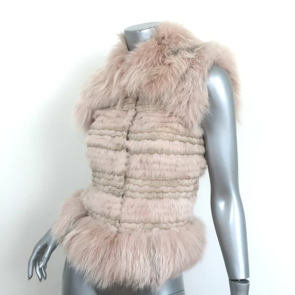Christian Dior Fur Vest with Scalloped Suede Trim Blush Size US 4 - Picture 3 of 7